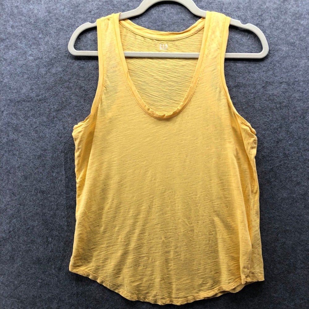Gap‎ Slub Knit Scoop Neck Tank Top Womens Medium Yellow Cotton Lightweight